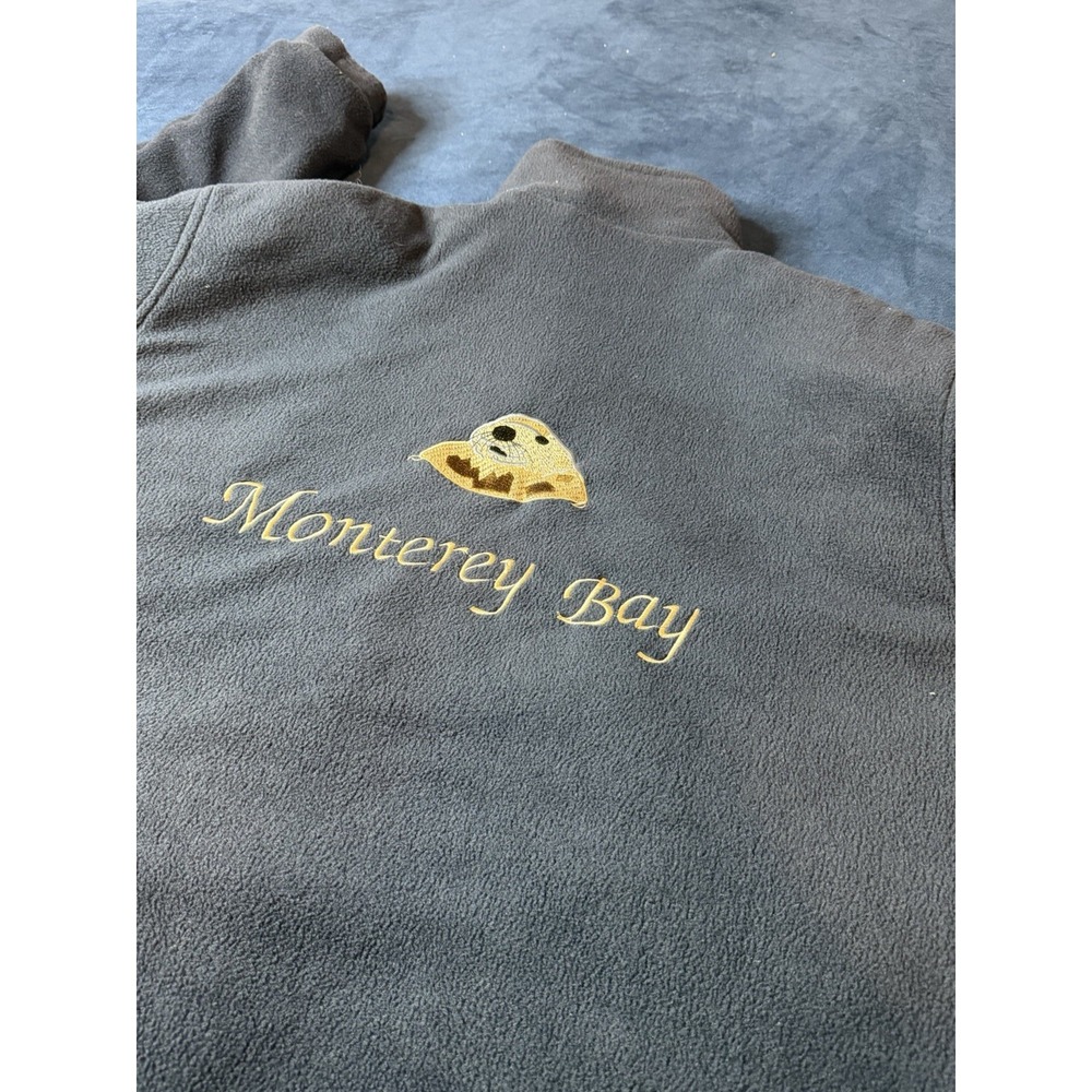 Monterey Bay Aquarium Otter Fleece Jacket Mens S Reversible Blue Grey Full Zip